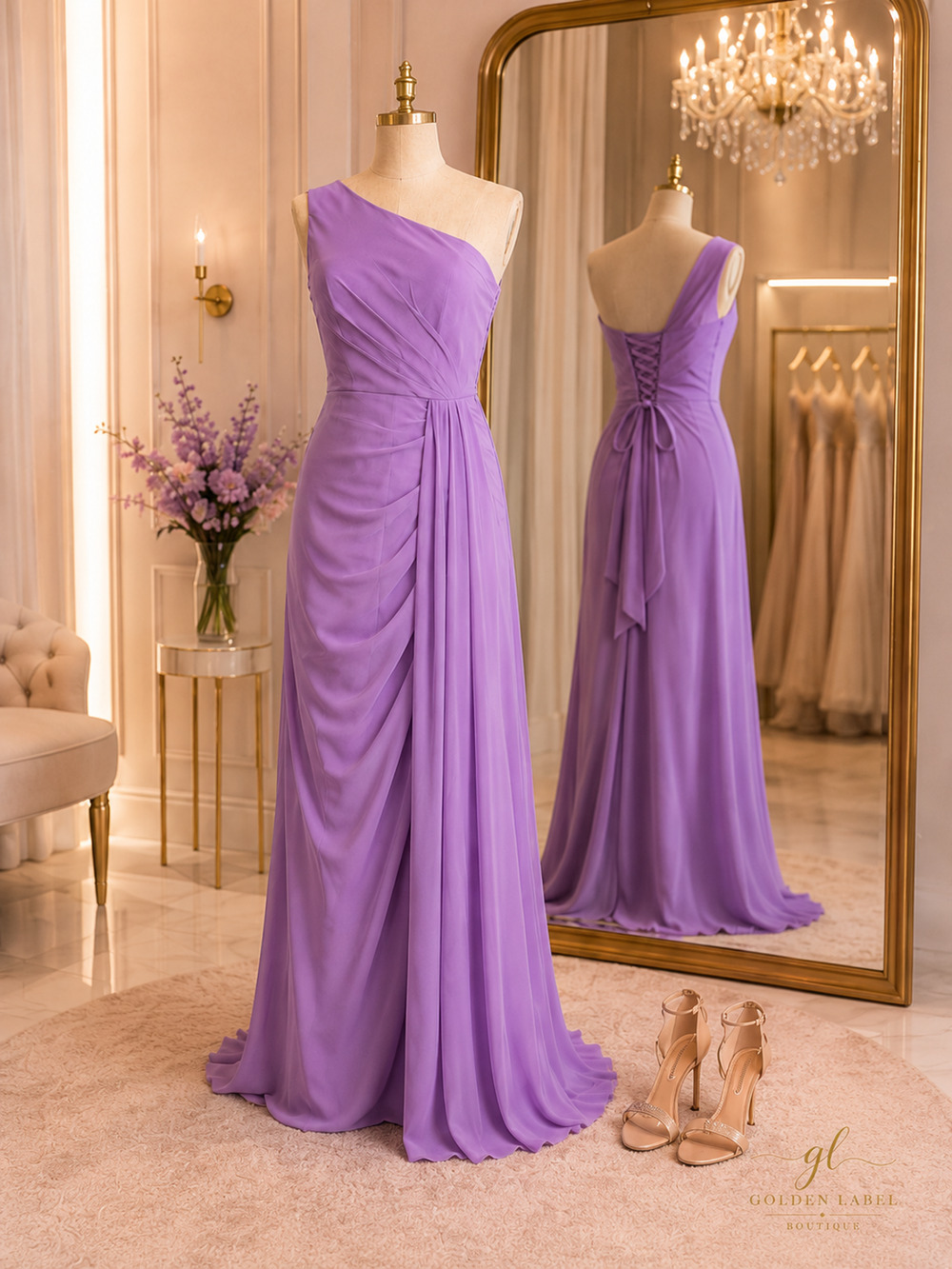 Wear Your Love Lavender One Shoulder Corset Back Formal Gown Size 8 NWT